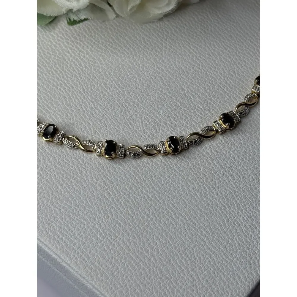 925 Sterling Silver Gold Plated Sapphire Bracelet Length 8.5 Inch